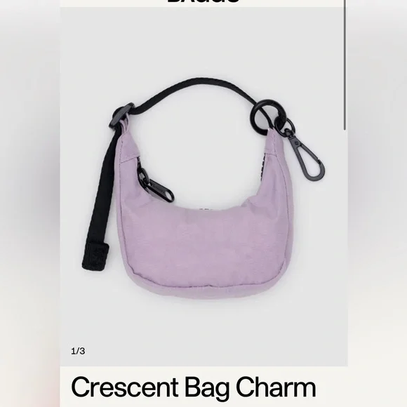 BAGGU Crescent Bag Charm / Mini Bag in Lavender and Black - Picture 7 of 8